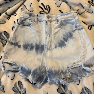 American Eagle Outfitters Blue Tie-Dye Jean Shorts